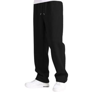 Boys Baggy Sweatpants,Wide Leg Straight Open Bottom Pants Elastic Waist Athletic Joggers with Pockets Sweat Pant Black Small