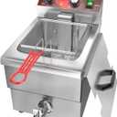 Deep Fryer 12L Large Electric Fryer with Oil Drain and Timer Deep Fryer with Basket and Lid Stainless Steel Countertop fryer Commercial Fryer for Restaurant and Home Kitchen 120V 1750W