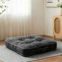 Meditation Floor Pillow Memory Foam Floor Cushions for Adults 22x22+4 Thicken Floor Sitting Large Square Pillows Seating Tufted Corduroy Seat Cushions Machine Washable for Yoga Living Room