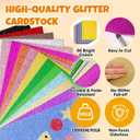 TUXIYA 300 Sheets 8.5" X 11" Glitter Cardstock,50 Assorted Colors 250GSM/92LB Glitter Cardstock,No-Shed Sparkly Glitter Paper for Arts and Crafts, Decorative, Card Making, Scrapbooking, DIY Projects
