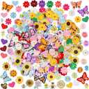 NICEVINYL Random Iron on Patches for Clothing: 120PCS Flower Heart Patch Iron on Cute Butterfly Embroidered Sew Applique Repair Patches for Jeans Jackets Backpacks