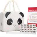 drizzle Travel Mini American Mahjong Set - 166 White Tiles Includes Jokers 0.8" White Melamine Material - with Racks Instructions and Panda Bag 2.20 Pounds