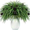 12 Pcs Christmas Norfolk Pine Stems with Pine Cones,18" Norfolk Pine Artificial Branches Greenery Christmas Stems Picks DIY Crafts Faux Xmas Branches for Garland Home Decoration Indoor Outdoor Decor