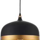 Black & Gold Kitchen Pendant Light, Matte Black Adjustable 1 Light Mini Chandeliers Mid Century Modern Ceiling Hanging Light Fixture for Dining Room Entryway Restaurant Cafe Bar Barber Shop (1P)