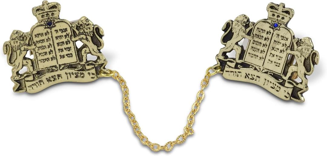 aJudaica Gold Plated Lions Tallit Clips
