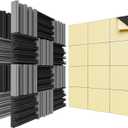 36 Pack Self-Adhesive Sound Proof Foam Panels,12 X 12 X 2 inches Acoustic Foam,High Resilience Sound Proofing Padding for Wall,Sound Absorbing Panels Suitable for Home Studios, Offices - Black & Gray