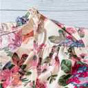 SOLY HUX Women's Plus Size Floral Blouse V Neck Ruffle Short Sleeve Vacation Summer Boho Tops (XL)