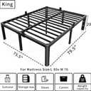 ROIL 20 Inch King Bed Frame with Rounded Corner and Headboard Hole Mattress Retainers 3500LBS Metal Heavy Duty Steel Slats No Box Spring Needed Platform Noise-Free Easy Assembly
