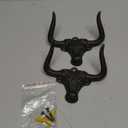 Cast Iron Coat Hooks Wall Mount 2 Pack Outdoor Western Decorative Wall Hooks Heavy Duty Towel Hooks for Bathroom Entryway Closet Cow Bull Animal Hooks Western Rustic Farmhouse Wall Decor, Antique Rust