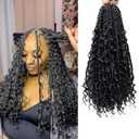 Boho Island Twist Crochet Hair with Curls 7 Packs 18 Inch Pre-Looped Goddess Senegalese Twist Crochet Hair with Curly Ends Boho Senegalese Twist for Women Pre-Twisted Braiding Hair Extensions 1B#