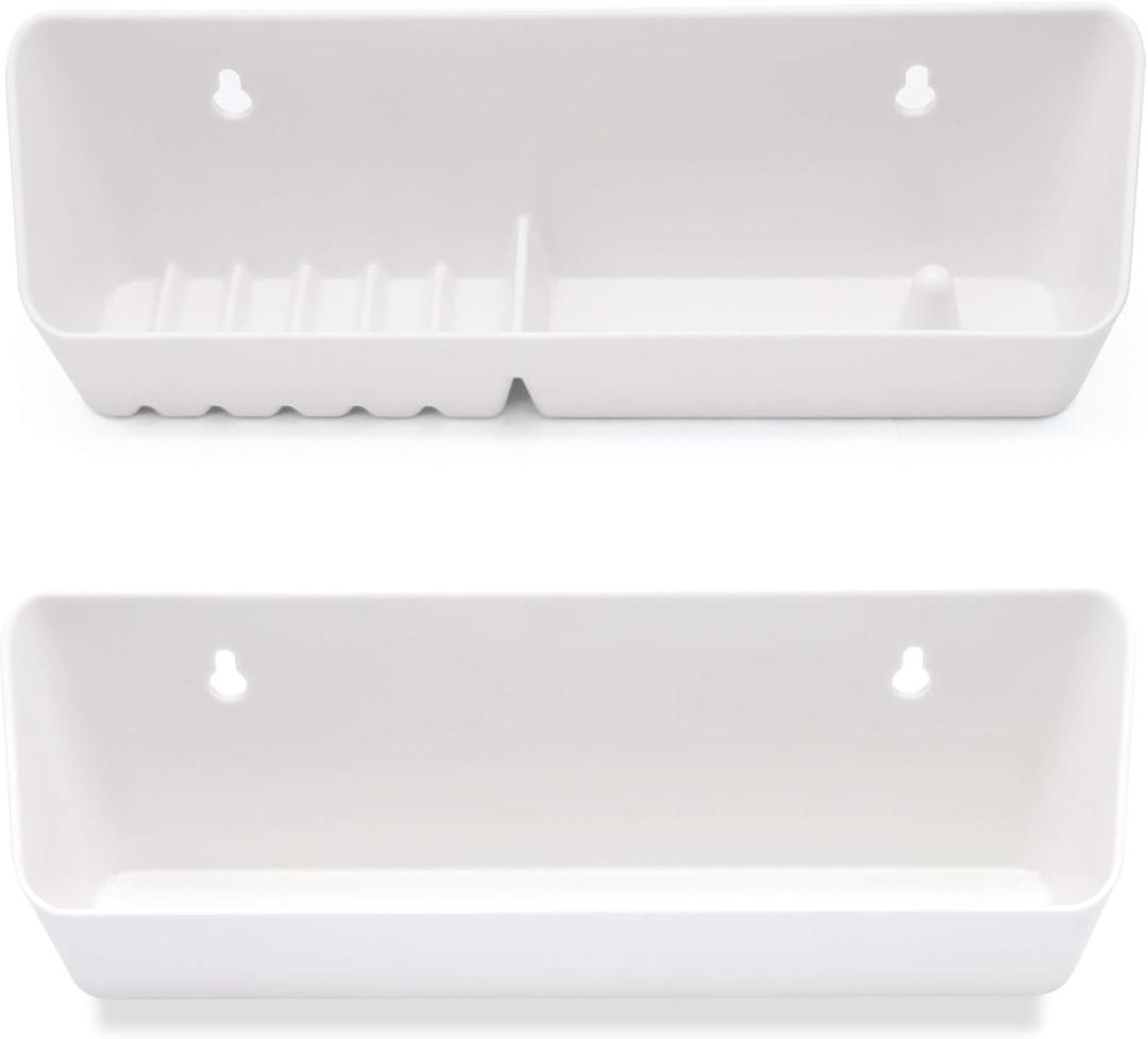 Tip Out Sink Tray, 14inch Sink Front Tip Out Tray for Kitchen and Bathroom Base Cabinet, 2 Packs Pull Out Shelf Home White Organizer
