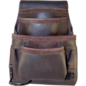 Graintex OS2220 10 Pocket Oil Tanned Leather Nail & Tool Pouch Dark Brown Color for Constructor/Electrician/Plumber