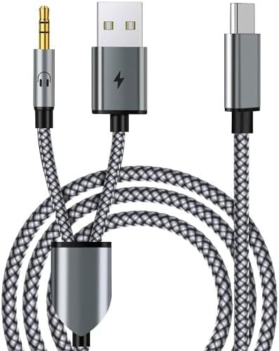 USB C to 3.5mm Aux Audio Cable, 2 in 1 USB C to 3.5mm Car Stereo Aux Headset Jack Cable with PD 18W USB C Charging Compatible with iPhone 17/16/16e/15 Plus/Pro Max/Air, Galaxy S25/S24/S23, Pixel 9/8