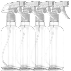 DIYSELF Spray Bottles, 4 Pack 500ml / 16oz Empty Plastic Water Spray Bottles, Fine Mist Clear Spray Bottle for Cleaning, Hair, Plants, Alcohol, BBQ, Garden, Travel, Squirt Bottle Lab Weighing Bottles