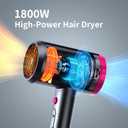ANNE BETTY Ionic Hair Dryer with Diffuser, Powerful 1800W Blow Dryer for Women & Men, Fast-Drying Hair Dryer with Nozzle for Home, Salon, Travel, Dark Grey