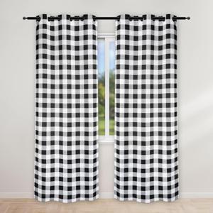 Simple Deluxe Buffalo Check Blackout Curtains Panels for Living Room, Bedroom Farmhouse Courtyard Style Room Darkening Thermal Insulated Plaid Grommet Curtain, 37" W x 84" L, Black and White (37"W x 84"L (Pack of 2))