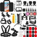 HONGDAK Action Camera Accessories Kit for GoPro Hero 13 12 11 10 9 Black, Waterproof Housing+Silicone Case+ Adjustable Arm+Head Chest Wrist Strap+Bike Mount+Suction Cup+Floating Grip Bundle Set 63in1