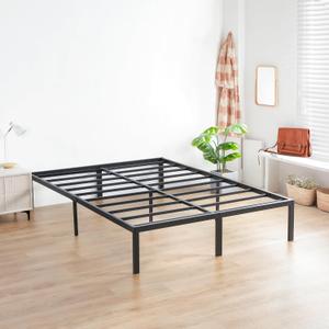 Olee Sleep 14 Inch Heavy Duty Steel Slat Anti-Slip Support, Easy Assembly Platform Bed Frame, Noise Free Steel Mattress Foundation, Maximum Storage, No Box Spring Needed, Black, King Size