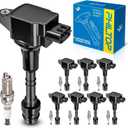 PHILTOP Ignition Coil Pack and Iridium Spark Plugs Fits for INFINITI 2007-2010 QX56, Nissan 2008-2015 TITAN, 2007-2015 Armada, 2012-2015 NV3500, 2012-2015 NV2500, 2008-2012 Pathfinder, 8PCS UF551