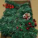 HiBean Pre-lit  Christmas Garland with Red Berries and Pine Cones and 50 Battery Operated Soft White LED Lights with Timer, Artificial Holiday Decoration Door Outdoor (Red)