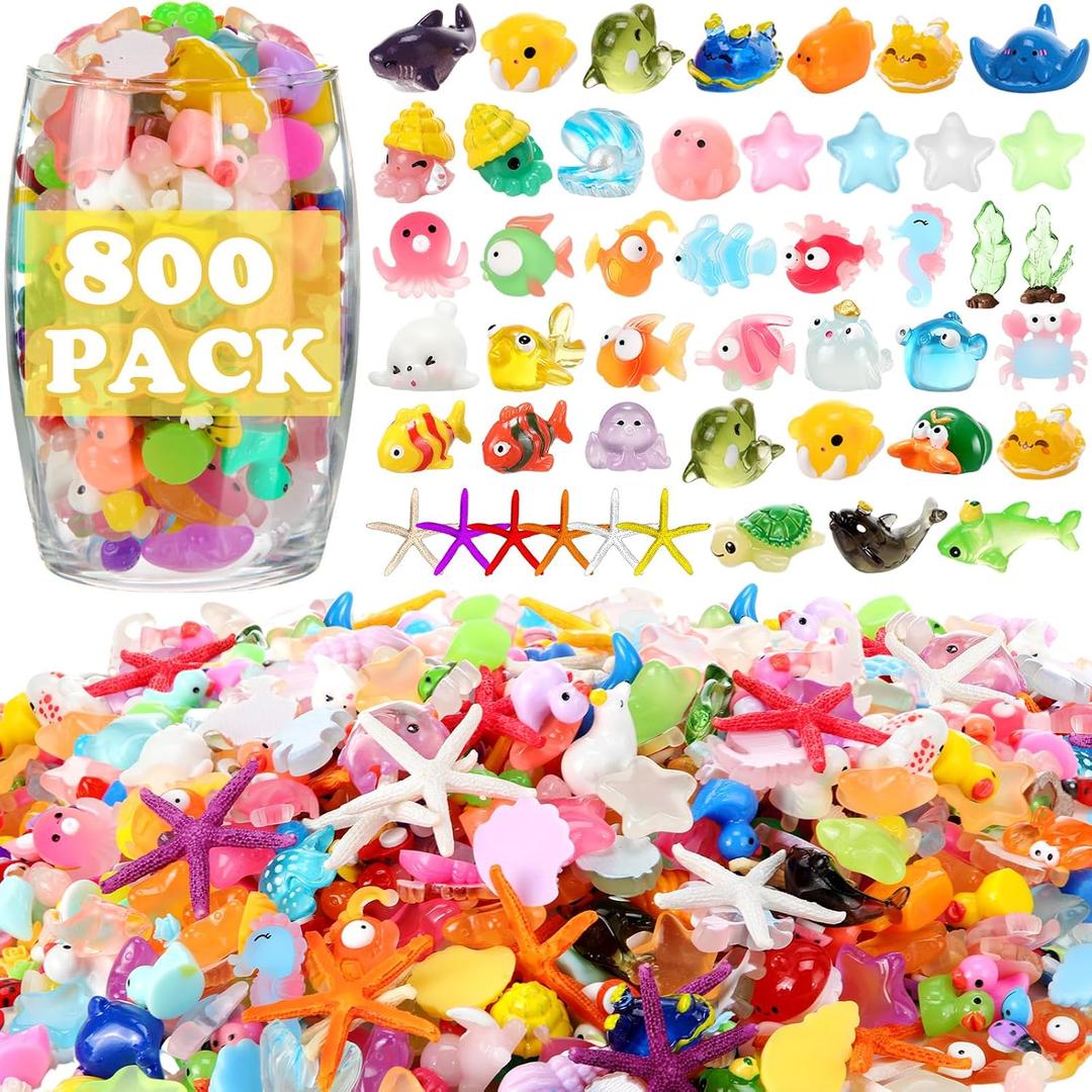 Barydat 800 Pcs Mini Resin Animals Figures Bulk Miniature Garden Accessories for Pranks Hide Party Gift Duck Tiny Resin for Crafts Micro Landscape Plant Pots Dollhouse(Stylish)