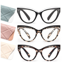 IBOANN 3 Pack Cat Eye Blue Light Glasses for Wome -Fashion Fake Eyeglasses Oversized Frame-Filtering Blu-Ray Computer 0.0