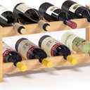 BAMEOS Rack Freestanding 8 Bottle 2 Tier Bamboo Racks Countertop Cabinet Holder Storage Shelf for Kitchen, Bar, Pantry, Cellar, Basement, Countertop (16.85 L x 9.25W x 7H)