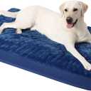 KSIIA Orthopedic Crate Bed Waterproof Dog Bed for Large Dogs, Washable, Egg Crate Foam Cover, 35 x 22 Inch, Blue