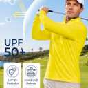 2 x Boladeci Men's UPF 50+ Sun Shirts 1/4 Zip Long Sleeve SPF UV Protection Lightweight Quick Dry Quarter Zip Golf Shirts (Yellow, XL)