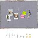 Aitakatta Gray Felt Bulletin Board, 35.4x23.6 inches Decorative Hanging Bulletin Boards for Walls with White Rustic Wood Frame, Pin Board Vision Board for Office Home School with Pins (6090, WH, 1pc)