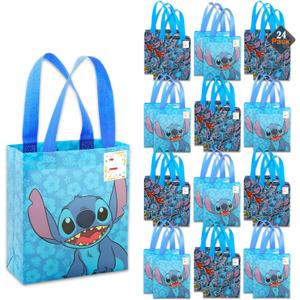 Lilo and Stitch Party Favor Bag Set  24 Pack of 8" Disney Goodie Bags for Kids Bulk Reusable Mini Totes | Stitch Birthday Supplies for Boys, Girls