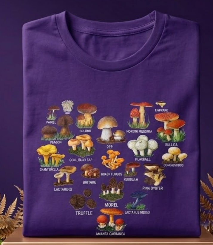 Mushroom Mycology Fungi Foraging Mushrooms Whisperer Fungus T-Shirt (Purple, S)