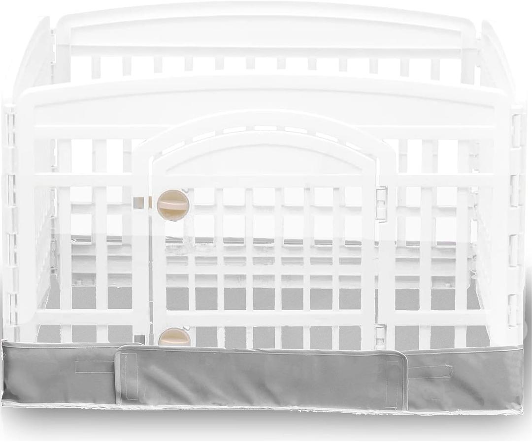 Dog Playpen Bottom Pad Fits for 36 Inch 4 Panels Exercise Pet Playpen, Dog Crate Pad Puppy, Hoop and Loop Design (Note: Playpen Not Included). -Grey
