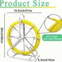 6mm (1/4") x 500ft (152M) Fiberglass Duct Rodder, Heavy-Duty Electrical Fish Tape Cable Puller with Durable Steel Reel Stand & Cage Wheel, Wire Running Rod for Conduit Installations