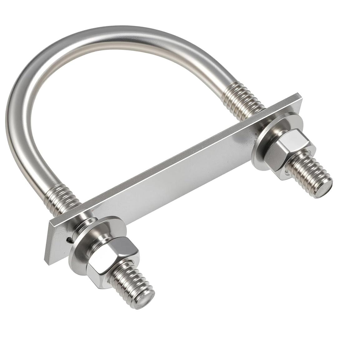 2 Sets Round U Bolts, u-Bolts 2 Inch Wide, 304 Stainless Steel U Bolt,with Nuts, Bolt Plate and Washers for Boat Trailer Tube(1/2" D x 2" W x 4" L)