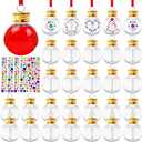 30 Pieces Clear Plastic Christmas Ornament Balls, Booze Balls, Fillable Tree Hanging Water Bottle Bulbs with Rhinestone Stickers for Wedding Party Holiday Decor