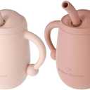 Cuddle Campus Pack of 2 Silicone Baby Training Cup, Shatterproof Toddler Sippy Cups with Straw, Open Cup for Baby, 6+ Months 4 Oz