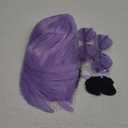 PLULON Short Light Purple Straight Bob Wig with Bangs, Shoulder Length Heat Resistant Synthetic Hair Bob Wigs with Heart Sunglasses for Women Natural Look Daily Wear Cosplay Halloween Costume Party