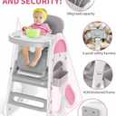 Convertible Baby Chair & Table Set, 6 in 1 High Chair for Toddlers, Building Block Table, Removable Tray, Adjustable Back & Footrest, Safety Harness (Pink)
