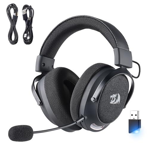 Redragon H858 3-Mode Wireless Gaming Headset, 7.1 Surround Sound, 53 mm Drivers, Memory Foam Ear Pads, Detachable Noise-canceling Microphone, Over-Ear Headphones Works for Mobile, PC/ PS5/ NS