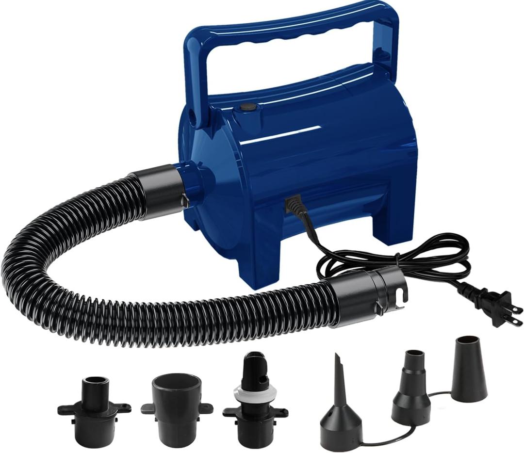 Artigarden Electric Air Pump Portable 460W Quick-Fill Air Pump Air Flow 45CFM 2.1PSI with Hose 5 Nozzles 120V AC Inflator Deflator Pump for Air Mattress Air Bed Inflatable Cushion Boat Swimming Ring