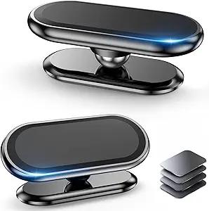 【2Pack】 Magnetic Phone Holder for car, [ Super Strong Magnet ] [ with 4 Metal Plate ] Cell Phone carmount for iPhone Magnetic [ 360° Rotation ] Universal Dashboard Adhesive Car Magnetic Phone Mount