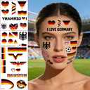 4 x Germany Temporary Tattoos, German Flag Face Stickers, Black Red Gold Patriotic Body Tattoos, Federal Eagle Soccer Face Decals for 2026 World Cup Germany Party Supplies