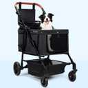 Dog Stroller for Large & Medium Dogs (20-132 lbs), Pet Stroller for 2 Small Dogs, Cat Strollers for 2 Cats, Extra Large Heavy Duty, Foldable & Fully Ventilated Design, Black