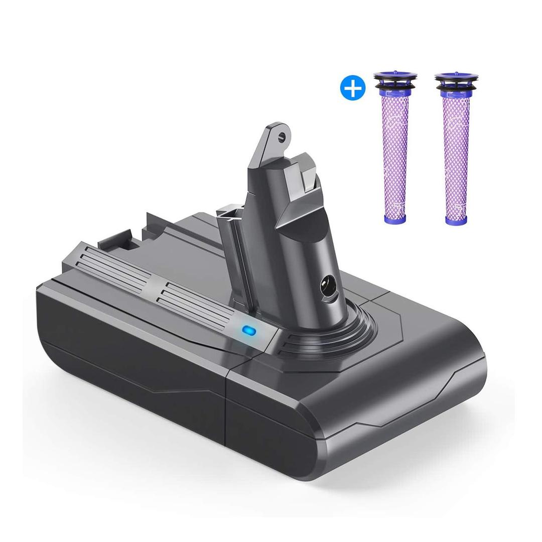 YABER 4.0Ah Battery Replacement for DC59 DC58 DC61 DC62 Animal DC72 DC74 595 650 770 880 Handheld Vacuum Cleaner with 2 Pack Imported Pre-Filters