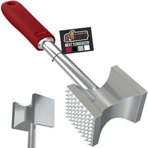 GORILLA GRIP BPA-Free Patented Dual-Sided Meat Tenderizer Tool, Soft Comfortable Handle, Heavy Duty Kitchen Mallet for Steak, Beef, Cutlets, Commercial Grade Chicken Pounder, Dishwasher Safe, Black (Red)