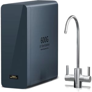 TOKIT U2 Pro UV Under Sink Reverse Osmosis Water Filter System Rich in Minerals 600 GPD High Flow 2:1 Pure to Drain Tankless RO Under Sink Water Filtration System FCC/SGS, NSF/ANSI 58&42 for Home