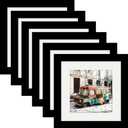 6x6 Black Picture Frames Square Classic Natural Wood 6 Pack for Wall Mounting and Tabletop Display