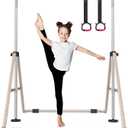Foldable Gymnastics Bar, 5-Height Adjustable Gymnastic Bars for Kids at Home,Robust & Stable for Indoor/Outdoor Using,Weight Limit 140LBS