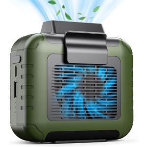 Portable Mini Waist Fan Rechargeable with 23H Working Time, 6200 RPM Strong Airflow, 3 Speed Levels, Belt Shirt Fan Clip on Waist Portable Cooling device for Blue Collar,Outdoor Working,Jobsite (Olive Green)